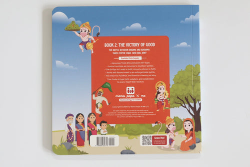Ramayana for Kids Book 2 back cover with key story events