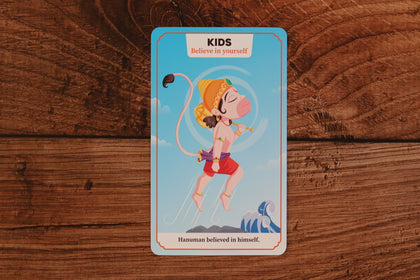 Dharma Card front showing Hanuman and the value Believe in yourself