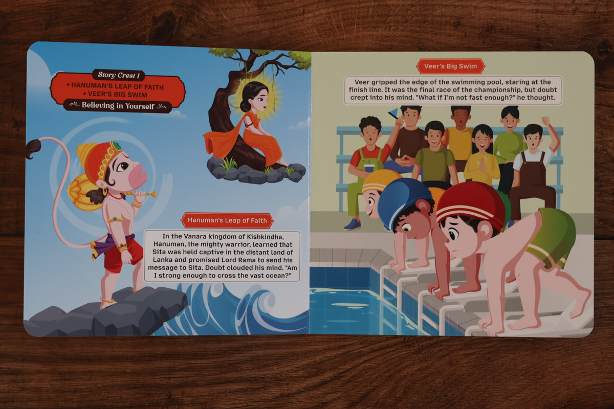 Ramayana story beside a relatable real-life child experience